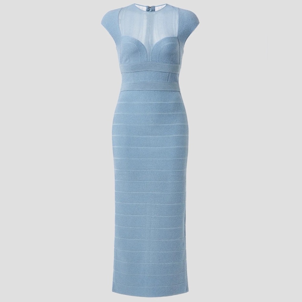 Hervé Léger Bandage Dress Bodycon Sheer Bustier Gown